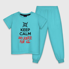 Детская пижама хлопок с принтом Keep Calm And Justice For All в Кировске, 100% хлопок |  брюки и футболка прямого кроя, без карманов, на брюках мягкая резинка на поясе и по низу штанин
 | металлика