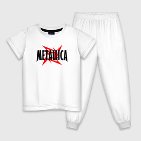 Детская пижама хлопок с принтом Metallica logo в Кировске, 100% хлопок |  брюки и футболка прямого кроя, без карманов, на брюках мягкая резинка на поясе и по низу штанин
 | 