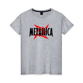 Женская футболка хлопок с принтом Metallica logo в Кировске, 100% хлопок | прямой крой, круглый вырез горловины, длина до линии бедер, слегка спущенное плечо | 