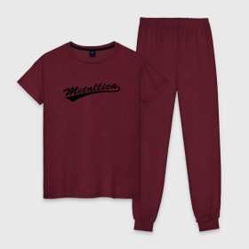 Женская пижама хлопок с принтом Metallica (Yankees font) в Кировске, 100% хлопок | брюки и футболка прямого кроя, без карманов, на брюках мягкая резинка на поясе и по низу штанин | металлика