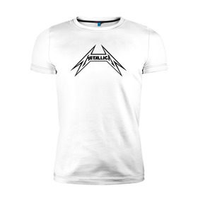 Мужская футболка премиум с принтом логотип Metallica в Кировске, 92% хлопок, 8% лайкра | приталенный силуэт, круглый вырез ворота, длина до линии бедра, короткий рукав | металлика