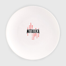 Тарелка с принтом «Metallica History» в Кировске, фарфор | диаметр - 210 мм
диаметр для нанесения принта - 120 мм | Тематика изображения на принте: металлика