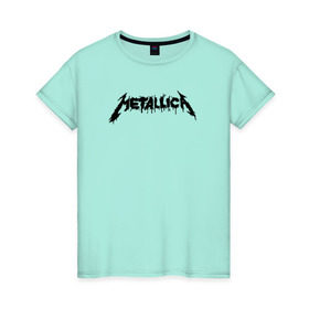 Женская футболка хлопок с принтом Metallica painted logo в Кировске, 100% хлопок | прямой крой, круглый вырез горловины, длина до линии бедер, слегка спущенное плечо | металлика