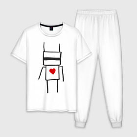 Мужская пижама хлопок с принтом Chappie в Кировске, 100% хлопок | брюки и футболка прямого кроя, без карманов, на брюках мягкая резинка на поясе и по низу штанин
 | die antwoord