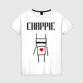 Женская футболка хлопок с принтом Chappie в Кировске, 100% хлопок | прямой крой, круглый вырез горловины, длина до линии бедер, слегка спущенное плечо | 