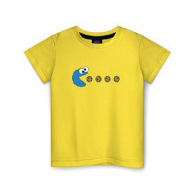 Детская футболка хлопок с принтом Печеньки в Кировске, 100% хлопок | круглый вырез горловины, полуприлегающий силуэт, длина до линии бедер | pacman | игра | монстр | улица сезам