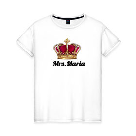 Женская футболка хлопок с принтом Миссис Мария в Кировске, 100% хлопок | прямой крой, круглый вырез горловины, длина до линии бедер, слегка спущенное плечо | 