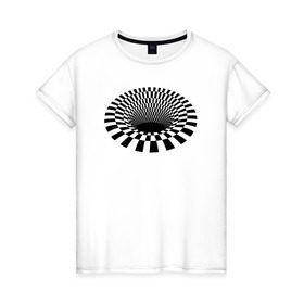 Женская футболка хлопок с принтом 3d дыра оптическая иллюзия в Кировске, 100% хлопок | прямой крой, круглый вырез горловины, длина до линии бедер, слегка спущенное плечо | 3д | дыра | иллюзия | оптическая