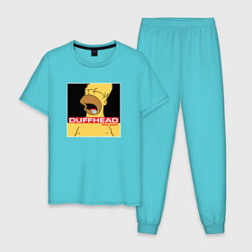 Мужская пижама хлопок с принтом Homer Duffhead в Кировске, 100% хлопок | брюки и футболка прямого кроя, без карманов, на брюках мягкая резинка на поясе и по низу штанин
 | Тематика изображения на принте: gomer | барт | симпсонs | симпсоны