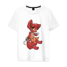 Мужская футболка хлопок с принтом Foxy fnaf в Кировске, 100% хлопок | прямой крой, круглый вырез горловины, длина до линии бедер, слегка спущенное плечо. | @