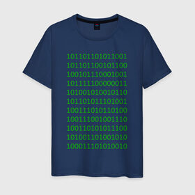 Мужская футболка хлопок с принтом Двоичный код в Кировске, 100% хлопок | прямой крой, круглый вырез горловины, длина до линии бедер, слегка спущенное плечо. | двоичный код