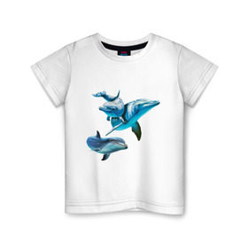 Детская футболка хлопок с принтом Дельфины в Кировске, 100% хлопок | круглый вырез горловины, полуприлегающий силуэт, длина до линии бедер | die antwoord