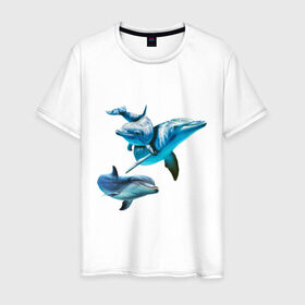 Мужская футболка хлопок с принтом Дельфины в Кировске, 100% хлопок | прямой крой, круглый вырез горловины, длина до линии бедер, слегка спущенное плечо. | die antwoord