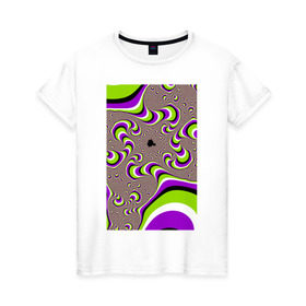 Женская футболка хлопок с принтом Психоделическая иллюзия в Кировске, 100% хлопок | прямой крой, круглый вырез горловины, длина до линии бедер, слегка спущенное плечо | обман зрения | оптическая иллюзия | прикол | фокус