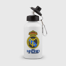 Бутылка спортивная с принтом Реал Мадрид в Кировске, металл | емкость — 500 мл, в комплекте две пластиковые крышки и карабин для крепления | real madrid | клубы | реал мадрид | футбол
