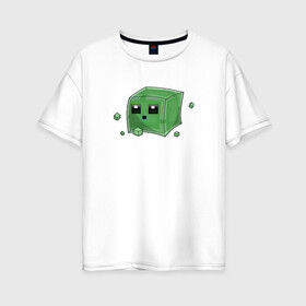 Женская футболка хлопок Oversize с принтом Minecraft слизень в Кировске, 100% хлопок | свободный крой, круглый ворот, спущенный рукав, длина до линии бедер
 | игра | мinecraft