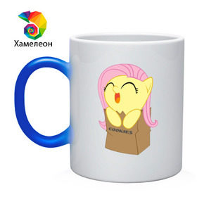 Кружка хамелеон с принтом Cute Fluttershy в Кировске, керамика | меняет цвет при нагревании, емкость 330 мл | Тематика изображения на принте: fluttershy | пони | сваг | флаттершай в пакетике.поняш