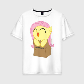 Женская футболка хлопок Oversize с принтом Cute Fluttershy в Кировске, 100% хлопок | свободный крой, круглый ворот, спущенный рукав, длина до линии бедер
 | fluttershy | пони | сваг | флаттершай в пакетике.поняш