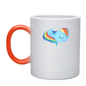 Кружка хамелеон с принтом Rainbow Dash sleeps в Кировске, керамика | меняет цвет при нагревании, емкость 330 мл | pony | rainbow dash | деши спит :3поняшки | пони | сваг