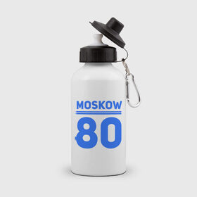 Бутылка спортивная с принтом Moskow 80 в Кировске, металл | емкость — 500 мл, в комплекте две пластиковые крышки и карабин для крепления | Тематика изображения на принте: moskow | москва 80 | олимпиада | россия