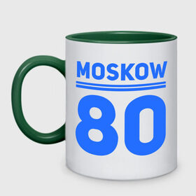 Кружка двухцветная с принтом Moskow 80 в Кировске, керамика | объем — 330 мл, диаметр — 80 мм. Цветная ручка и кайма сверху, в некоторых цветах — вся внутренняя часть | moskow | москва 80 | олимпиада | россия