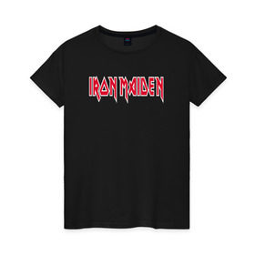 Женская футболка хлопок с принтом Iron Maiden в Кировске, 100% хлопок | прямой крой, круглый вырез горловины, длина до линии бедер, слегка спущенное плечо | iron maiden