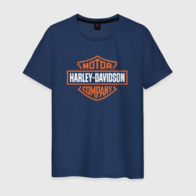 Мужская футболка хлопок с принтом Харлей Дэвидсон в Кировске, 100% хлопок | прямой крой, круглый вырез горловины, длина до линии бедер, слегка спущенное плечо. | logo | motor | компания | мотоцикл