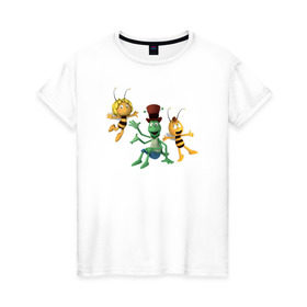 Женская футболка хлопок с принтом Пчелка Майя в Кировске, 100% хлопок | прямой крой, круглый вырез горловины, длина до линии бедер, слегка спущенное плечо | 