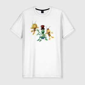 Мужская футболка премиум с принтом Пчелка Майя в Кировске, 92% хлопок, 8% лайкра | приталенный силуэт, круглый вырез ворота, длина до линии бедра, короткий рукав | 