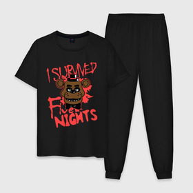 Мужская пижама хлопок с принтом Five Nights At Freddys в Кировске, 100% хлопок | брюки и футболка прямого кроя, без карманов, на брюках мягкая резинка на поясе и по низу штанин
 | five nights at freddys | fnaf | freddy | игры | медведь | мишка | фнаф | фредди
