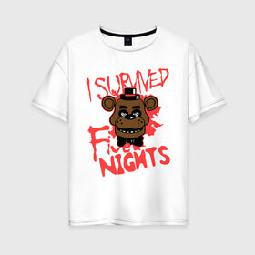 Женская футболка хлопок Oversize с принтом Five Nights At Freddys в Кировске, 100% хлопок | свободный крой, круглый ворот, спущенный рукав, длина до линии бедер
 | five nights at freddys | fnaf | freddy | игры | медведь | мишка | фнаф | фредди