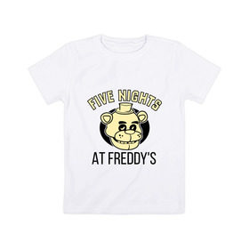 Детская футболка хлопок с принтом Five Nights At Freddy`s в Кировске, 100% хлопок | круглый вырез горловины, полуприлегающий силуэт, длина до линии бедер | Тематика изображения на принте: five nights at freddys | fnaf | freddy | игры | медведь | мишка | фнаф | фредди