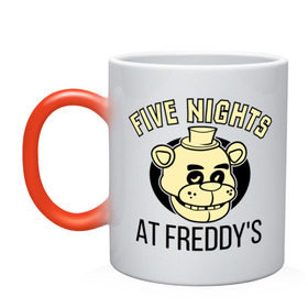 Кружка хамелеон с принтом Five Nights At Freddy`s в Кировске, керамика | меняет цвет при нагревании, емкость 330 мл | five nights at freddys | fnaf | freddy | игры | медведь | мишка | фнаф | фредди