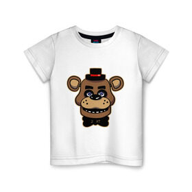 Детская футболка хлопок с принтом Five Nights At Freddy`s в Кировске, 100% хлопок | круглый вырез горловины, полуприлегающий силуэт, длина до линии бедер | Тематика изображения на принте: five nights at freddys | fnaf | freddy | игры | медведь | мишка | фнаф | фредди