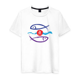 Мужская футболка хлопок с принтом Рыбки китайские в Кировске, 100% хлопок | прямой крой, круглый вырез горловины, длина до линии бедер, слегка спущенное плечо. | Тематика изображения на принте: zodiak | рыба | рыбки | рыбы