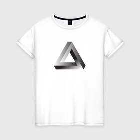 Женская футболка хлопок с принтом Треугольник Пенроуза в Кировске, 100% хлопок | прямой крой, круглый вырез горловины, длина до линии бедер, слегка спущенное плечо | иллюзия | оптическая | пенроуз
