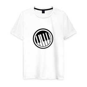Мужская футболка хлопок с принтом Piano в Кировске, 100% хлопок | прямой крой, круглый вырез горловины, длина до линии бедер, слегка спущенное плечо. | клавиши | музыка | пианино | фортепиано