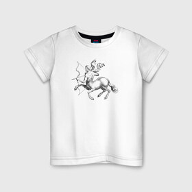 Детская футболка хлопок с принтом Стрелец в Кировске, 100% хлопок | круглый вырез горловины, полуприлегающий силуэт, длина до линии бедер | знак зодиака | кентавр | стрелец