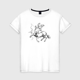 Женская футболка хлопок с принтом Стрелец в Кировске, 100% хлопок | прямой крой, круглый вырез горловины, длина до линии бедер, слегка спущенное плечо | знак зодиака | кентавр | стрелец