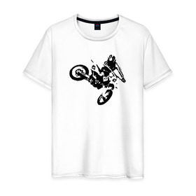 Мужская футболка хлопок с принтом Мотокросс в Кировске, 100% хлопок | прямой крой, круглый вырез горловины, длина до линии бедер, слегка спущенное плечо. | motokross | мото