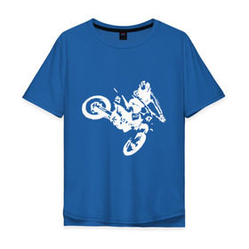 Мужская футболка хлопок Oversize с принтом Мотокросс белый в Кировске, 100% хлопок | свободный крой, круглый ворот, “спинка” длиннее передней части | motokross | мото | мотоцикл | спорт