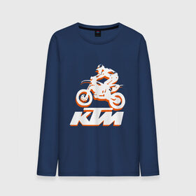 Мужской лонгслив хлопок с принтом KTM белый в Кировске, 100% хлопок |  | cross | ktm | motocross | кросс | мото