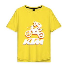 Мужская футболка хлопок Oversize с принтом KTM белый в Кировске, 100% хлопок | свободный крой, круглый ворот, “спинка” длиннее передней части | cross | ktm | motocross | кросс | мото