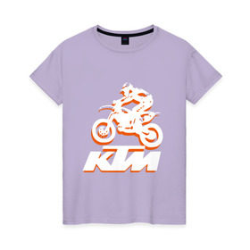 Женская футболка хлопок с принтом KTM белый в Кировске, 100% хлопок | прямой крой, круглый вырез горловины, длина до линии бедер, слегка спущенное плечо | cross | ktm | motocross | кросс | мото