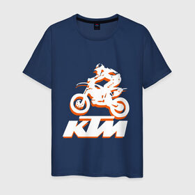 Мужская футболка хлопок с принтом KTM белый в Кировске, 100% хлопок | прямой крой, круглый вырез горловины, длина до линии бедер, слегка спущенное плечо. | cross | ktm | motocross | кросс | мото
