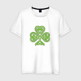 Мужская футболка хлопок с принтом Celtic сlover в Кировске, 100% хлопок | прямой крой, круглый вырез горловины, длина до линии бедер, слегка спущенное плечо. | кельтский | клевер
