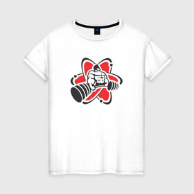 Женская футболка хлопок с принтом Powerlifting в Кировске, 100% хлопок | прямой крой, круглый вырез горловины, длина до линии бедер, слегка спущенное плечо | 