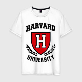 Мужская футболка хлопок с принтом Гарвард в Кировске, 100% хлопок | прямой крой, круглый вырез горловины, длина до линии бедер, слегка спущенное плечо. | harvard | university | гарвард | институт | студентам | университет