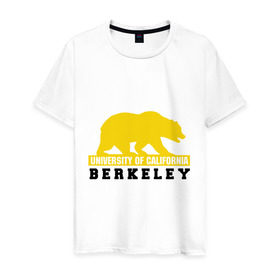 Мужская футболка хлопок с принтом Беркли в Кировске, 100% хлопок | прямой крой, круглый вырез горловины, длина до линии бедер, слегка спущенное плечо. | bear | berkeley | беркли | институт | калифорния | медведь | студентам | университет
