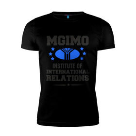 Мужская футболка премиум с принтом МГИМО в Кировске, 92% хлопок, 8% лайкра | приталенный силуэт, круглый вырез ворота, длина до линии бедра, короткий рукав | 